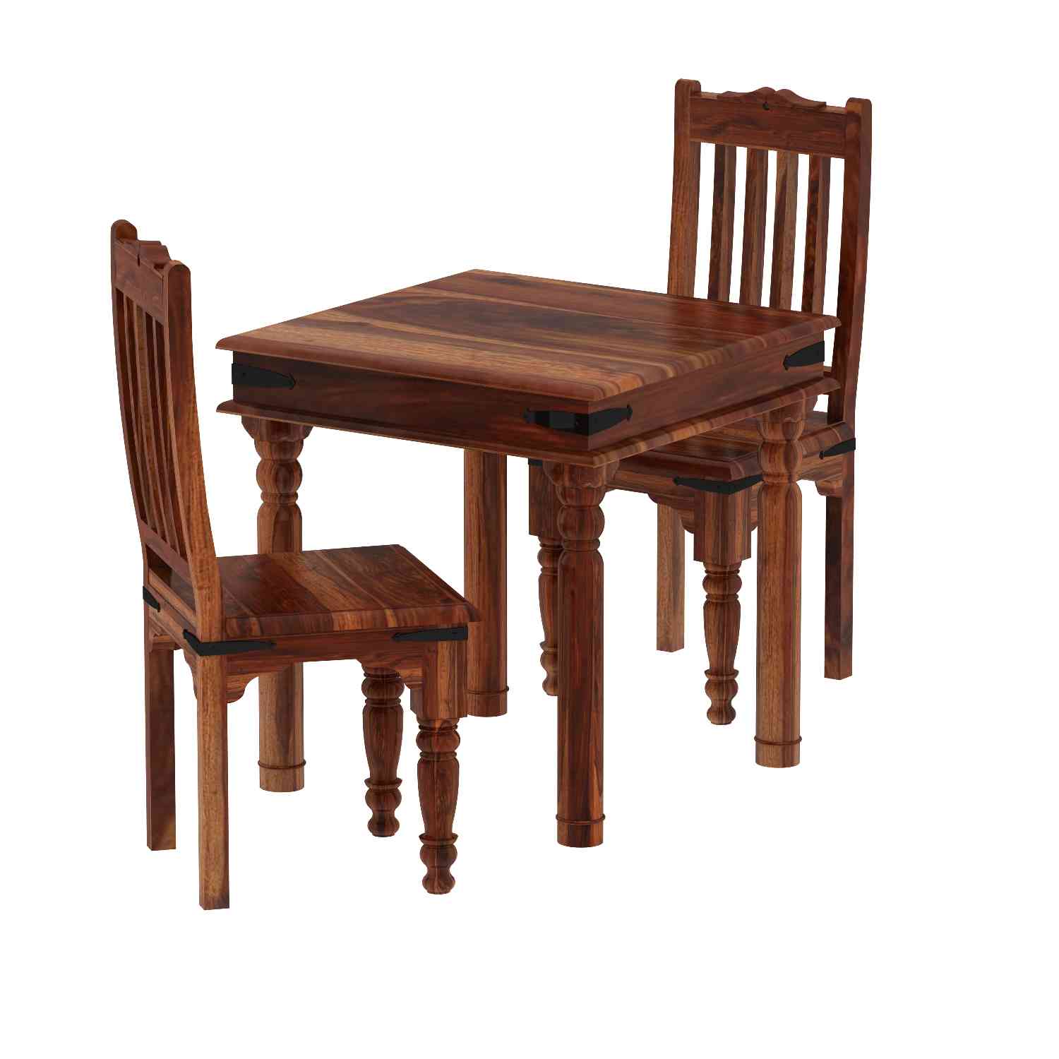Ajmer Solid Sheesham Wood 2 Seater Dining Set (Without Cushion, Natural Finish)