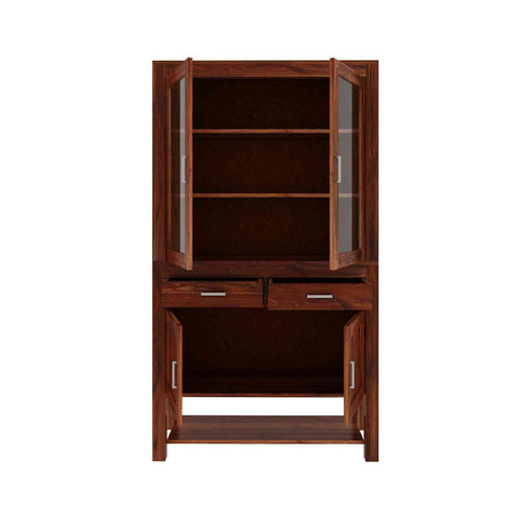 BEFREE Solid Sheesham Wood Kitchen Cabinet (Natural Finish)