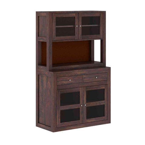 Fusta Solid Sheesham Wood Kitchen Cabinet (Walnut Finish)