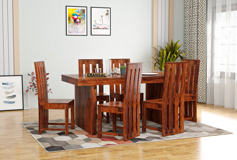 Woodora Solid Sheesham Wood 8 Seater Dining Set With 5 Chairs and 1 Bench (Without Cushion, Natural Finish)