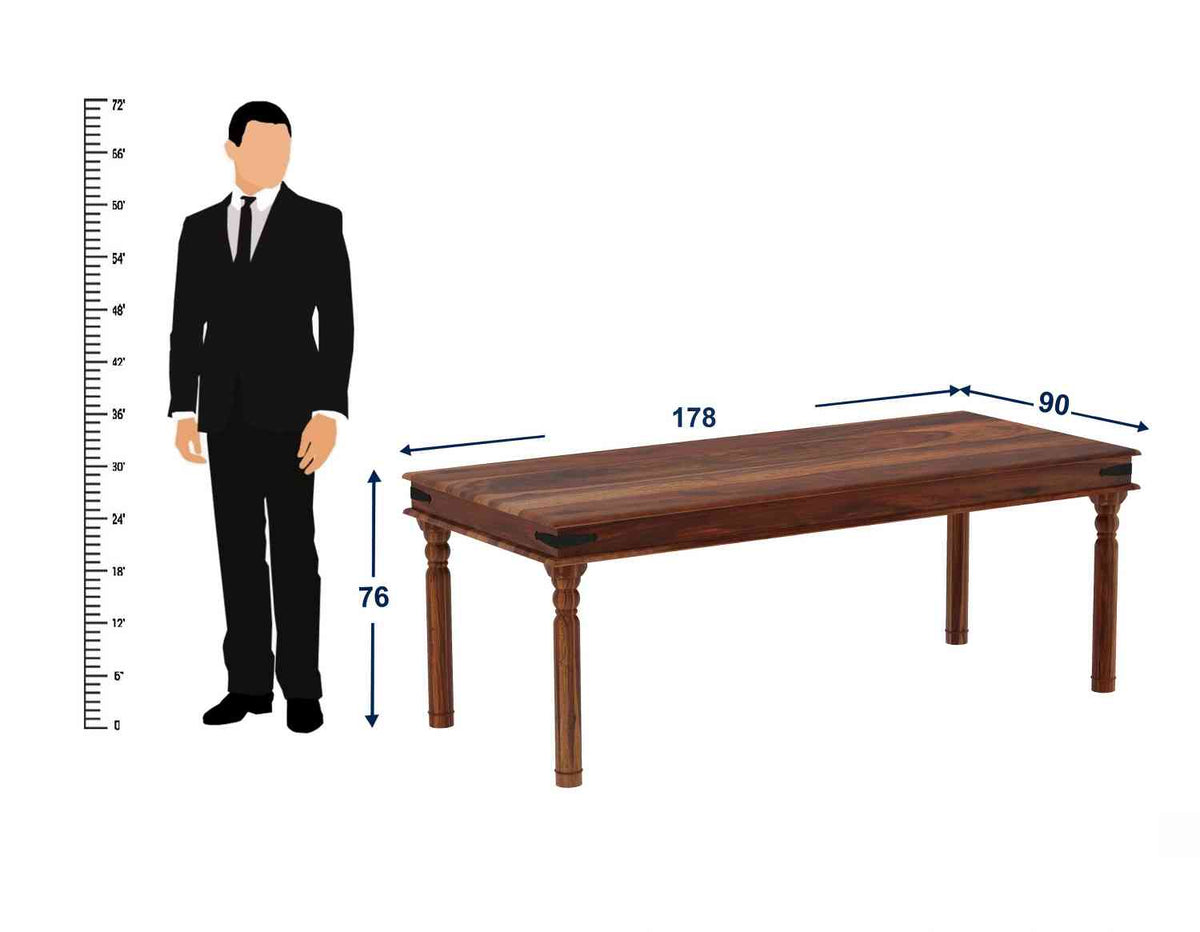 Ajmer Solid Sheesham Wood 8 Seater Dining Table With 8 Chairs (Without Cushion, Natural Finish)