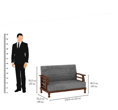 Feelinn Solid Sheesham Wood Two Seater Sofa (Natural Finish)