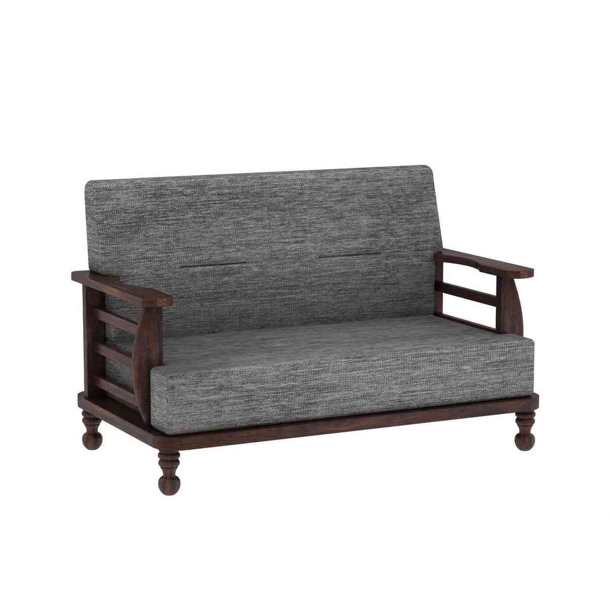 Feelinn Solid Sheesham Wood Two Seater Sofa (Walnut Finish)