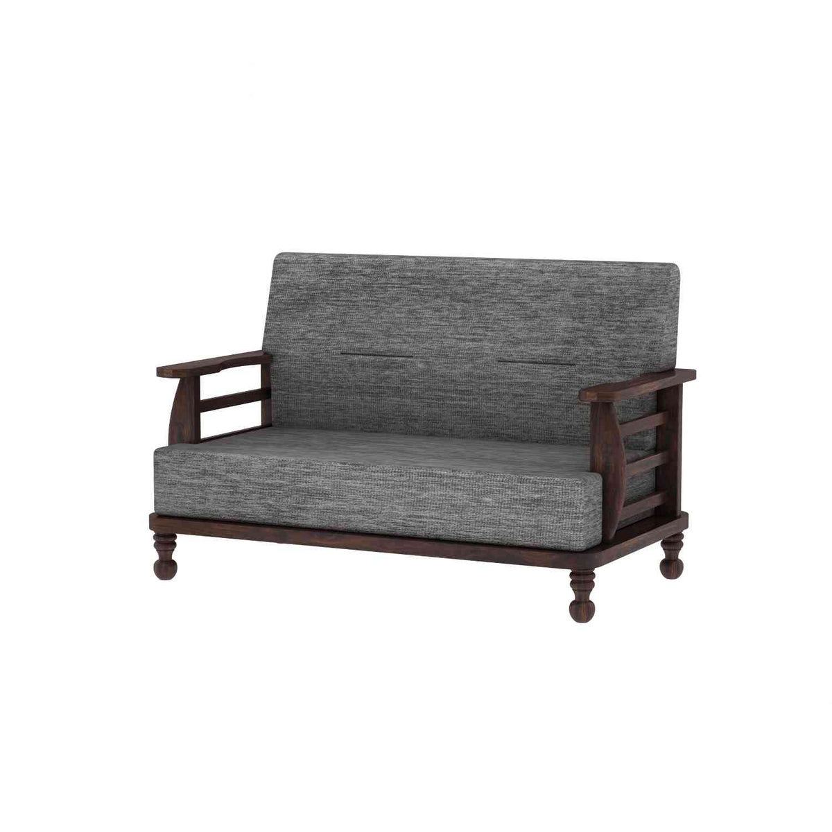 Feelinn Solid Sheesham Wood Two Seater Sofa (Walnut Finish)