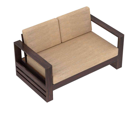 Maria Solid Sheesham Wood 5 Seater Sofa Set With Coffee Table (3+2, Walnut Finish)