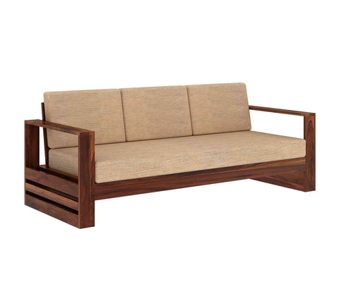 Maria Solid Sheesham Wood 5 Seater Sofa Set (3+1+1, Natural Finish)