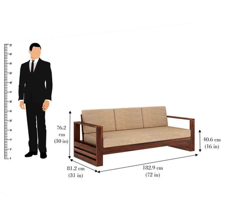 Maria Solid Sheesham Wood 5 Seater Sofa Set (3+2, Natural Finish)