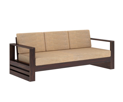 Maria Solid Sheesham Wood 5 Seater Sofa Set With Coffee Table (3+2, Walnut Finish)