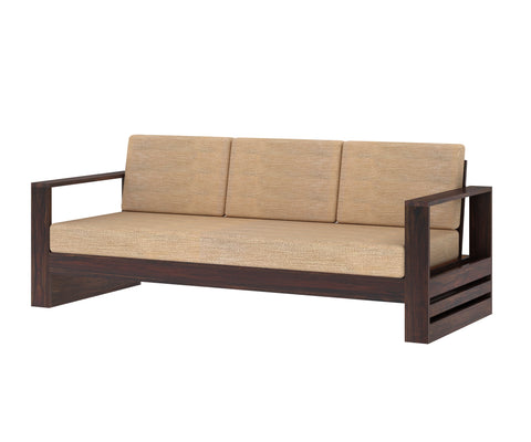 Maria Solid Sheesham Wood 5 Seater Sofa Set (3+1+1, Walnut Finish)