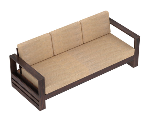 Maria Solid Sheesham Wood 5 Seater Sofa Set With Coffee Table (3+2, Walnut Finish)