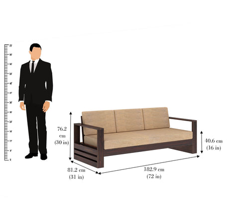 Maria Solid Sheesham Wood 5 Seater Sofa Set With Coffee Table (3+2, Walnut Finish)