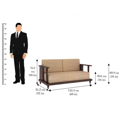 Ajmer Solid Sheesham Wood 5 Seater Sofa Set (3+2, Walnut Finish)