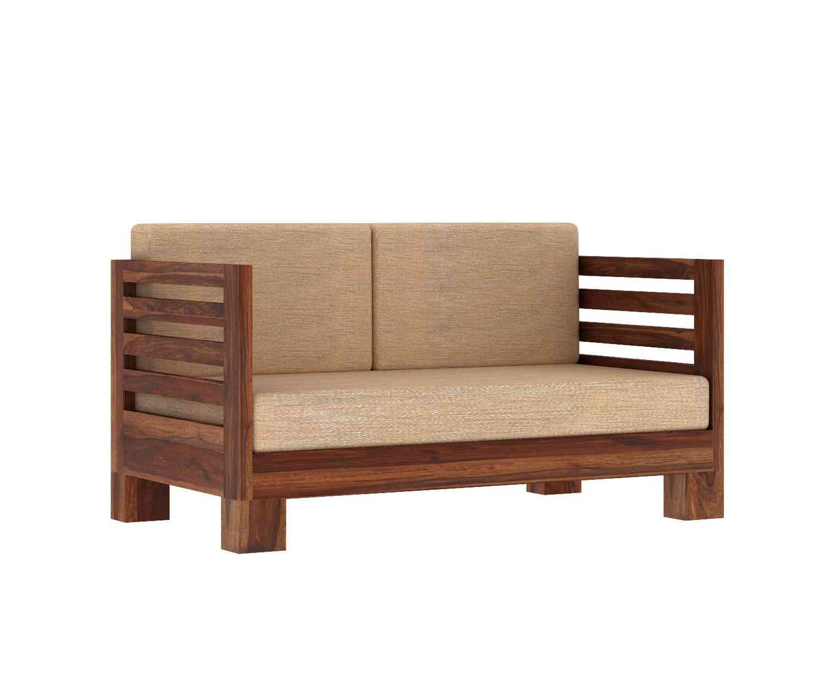 Lumin Solid Sheesham Wood 2 Seater Sofa (Natural Finish)