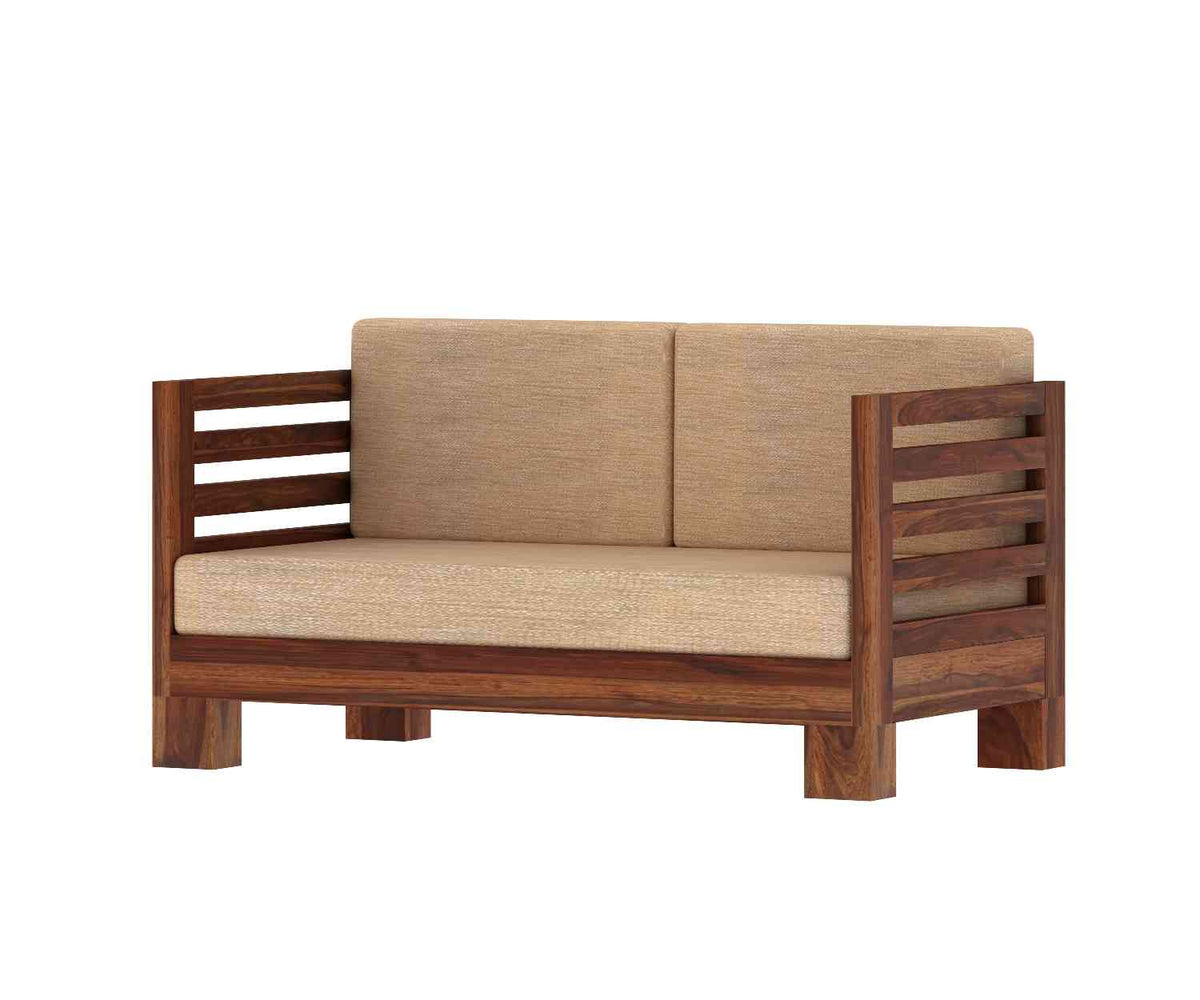 Lumin Solid Sheesham Wood 5 Seater Sofa Set (3+2, Natural Finish)