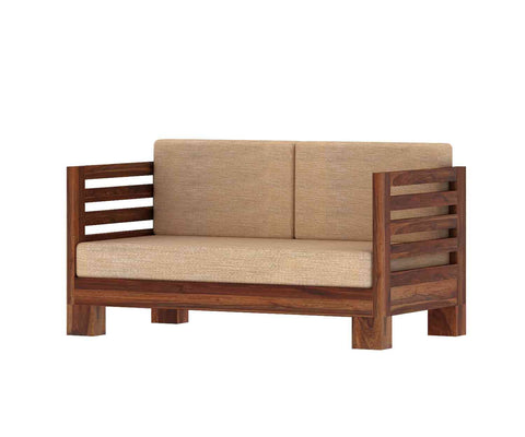 Lumin Solid Sheesham Wood 2 Seater Sofa (Natural Finish)