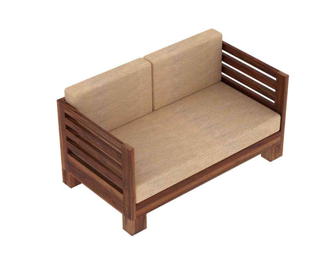 Lumin Solid Sheesham Wood 2 Seater Sofa (Natural Finish)