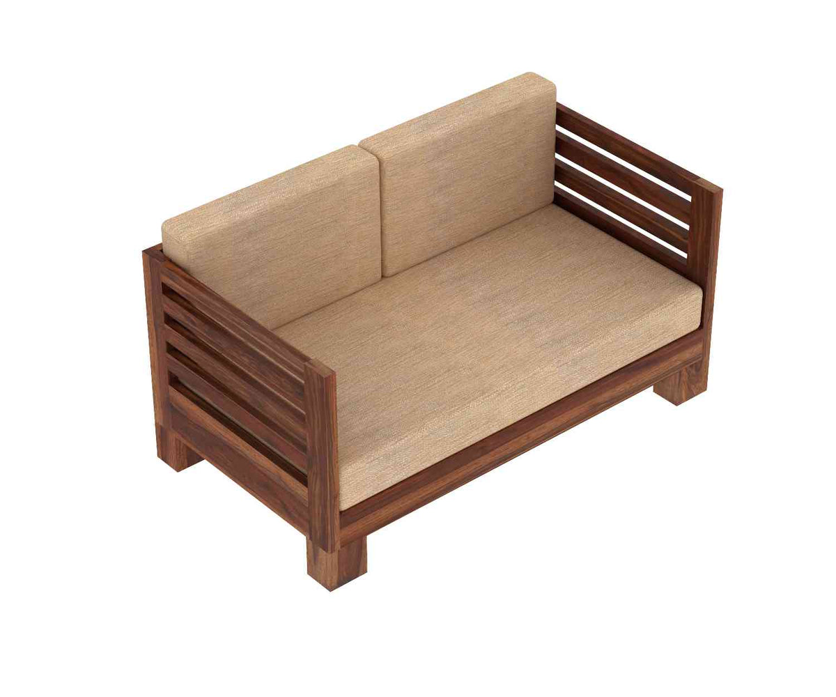 Lumin Solid Sheesham Wood 5 Seater Sofa Set (3+2, Natural Finish)