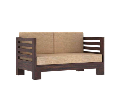 Lumin Solid Sheesham Wood 2 Seater Sofa (Walnut Finish)