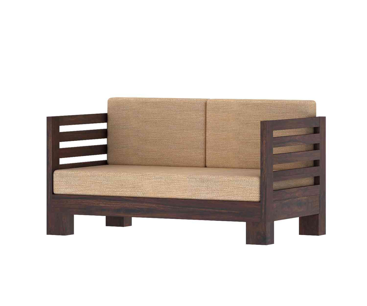 Lumin Solid Sheesham Wood 2 Seater Sofa (Walnut Finish)