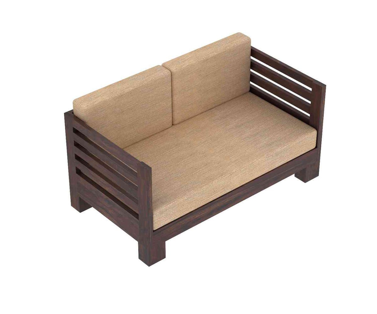 Lumin Solid Sheesham Wood 5 Seater Sofa Set With Coffee Table (3+2, Walnut Finish)
