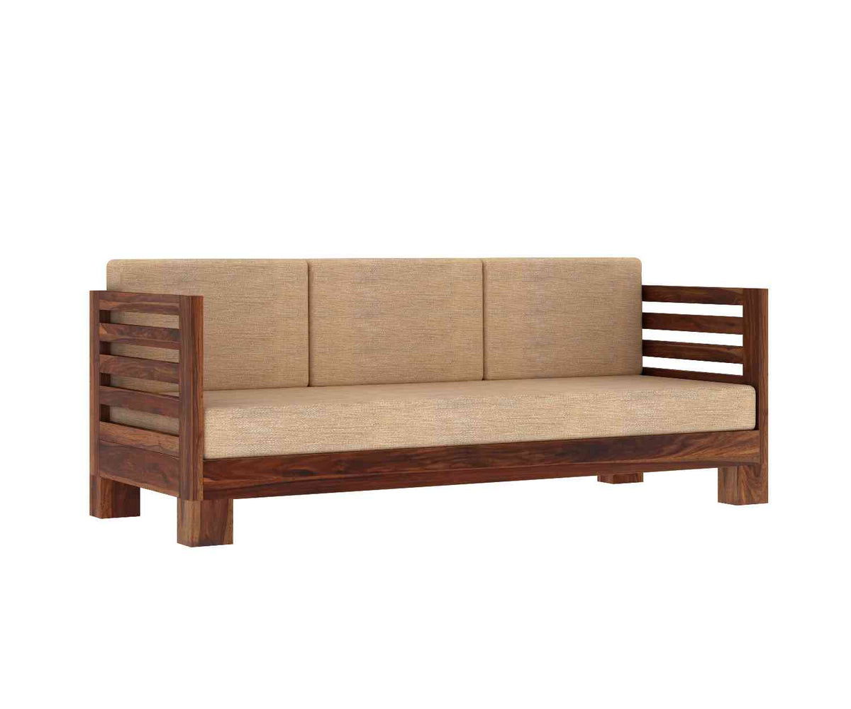 Lumin Solid Sheesham Wood 3 Seater Sofa (Natural Finish)
