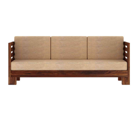 Lumin Solid Sheesham Wood 5 Seater Sofa Set With Coffee Table (3+2, Natural Finish)