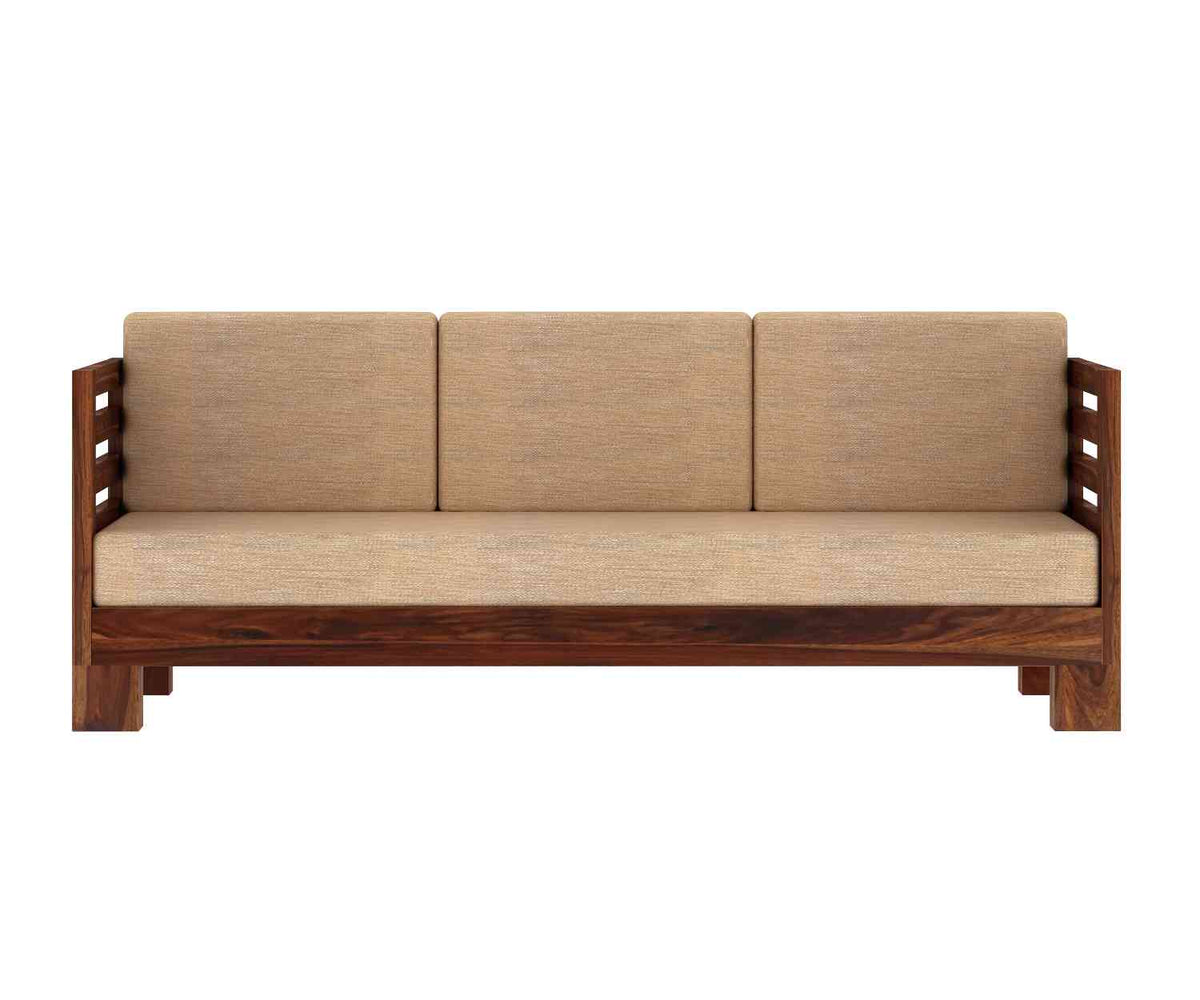 Lumin Solid Sheesham Wood 3 Seater Sofa (Natural Finish)