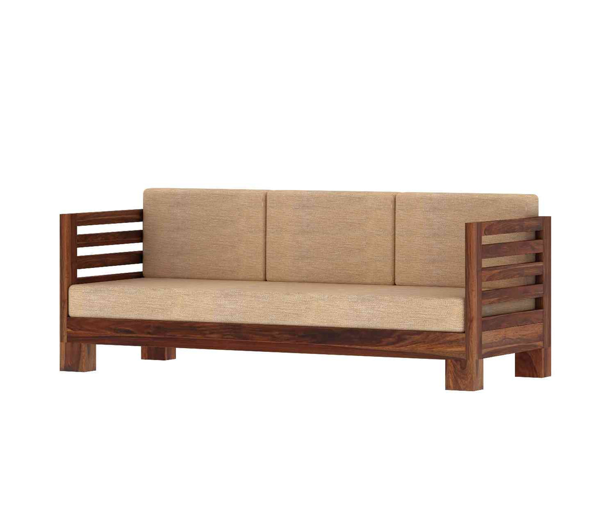 Lumin Solid Sheesham Wood 3 Seater Sofa (Natural Finish)