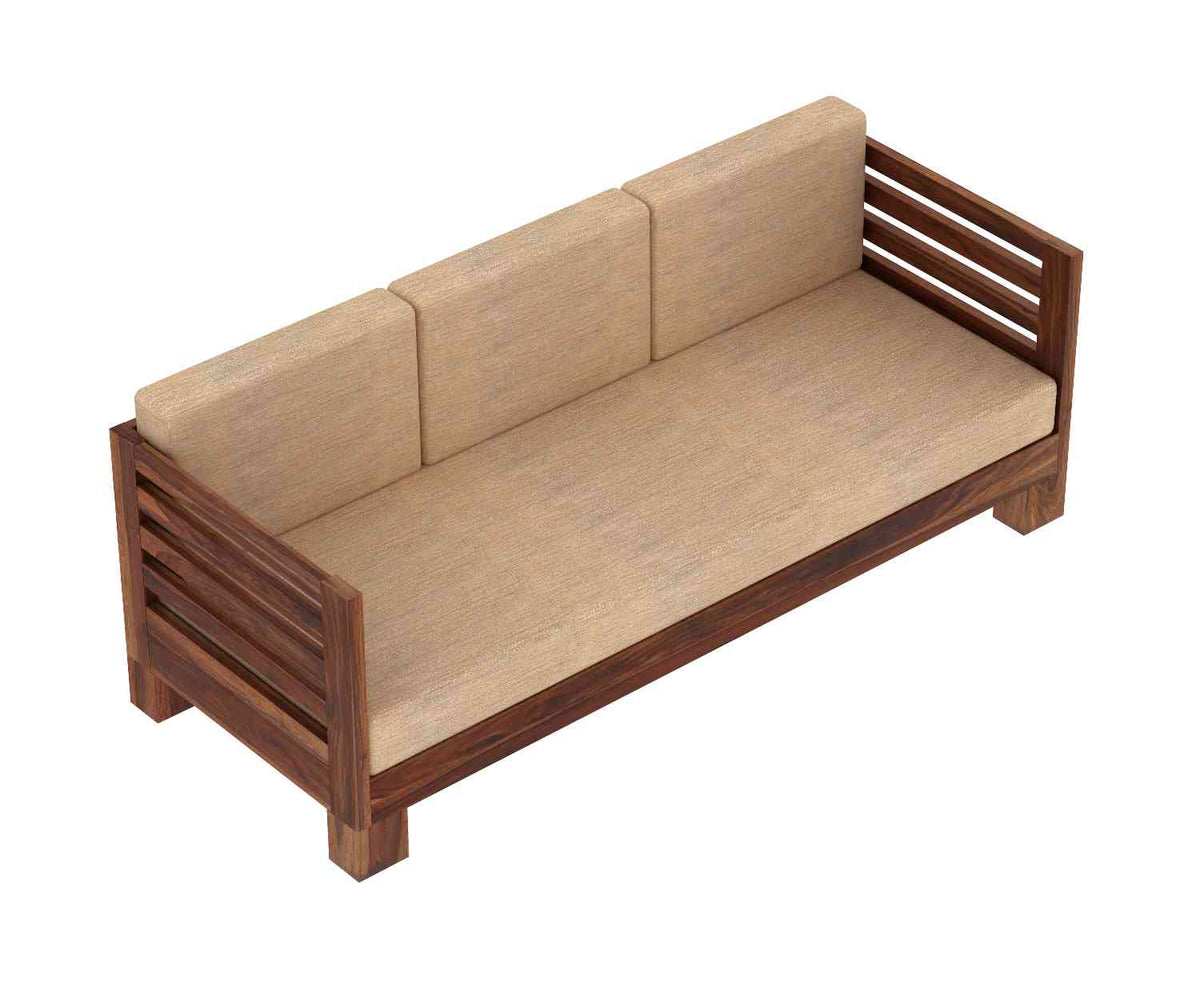 Lumin Solid Sheesham Wood 5 Seater Sofa Set (3+2, Natural Finish)