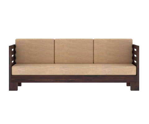 Lumin Solid Sheesham Wood 5 Seater Sofa Set (3+2, Walnut Finish)