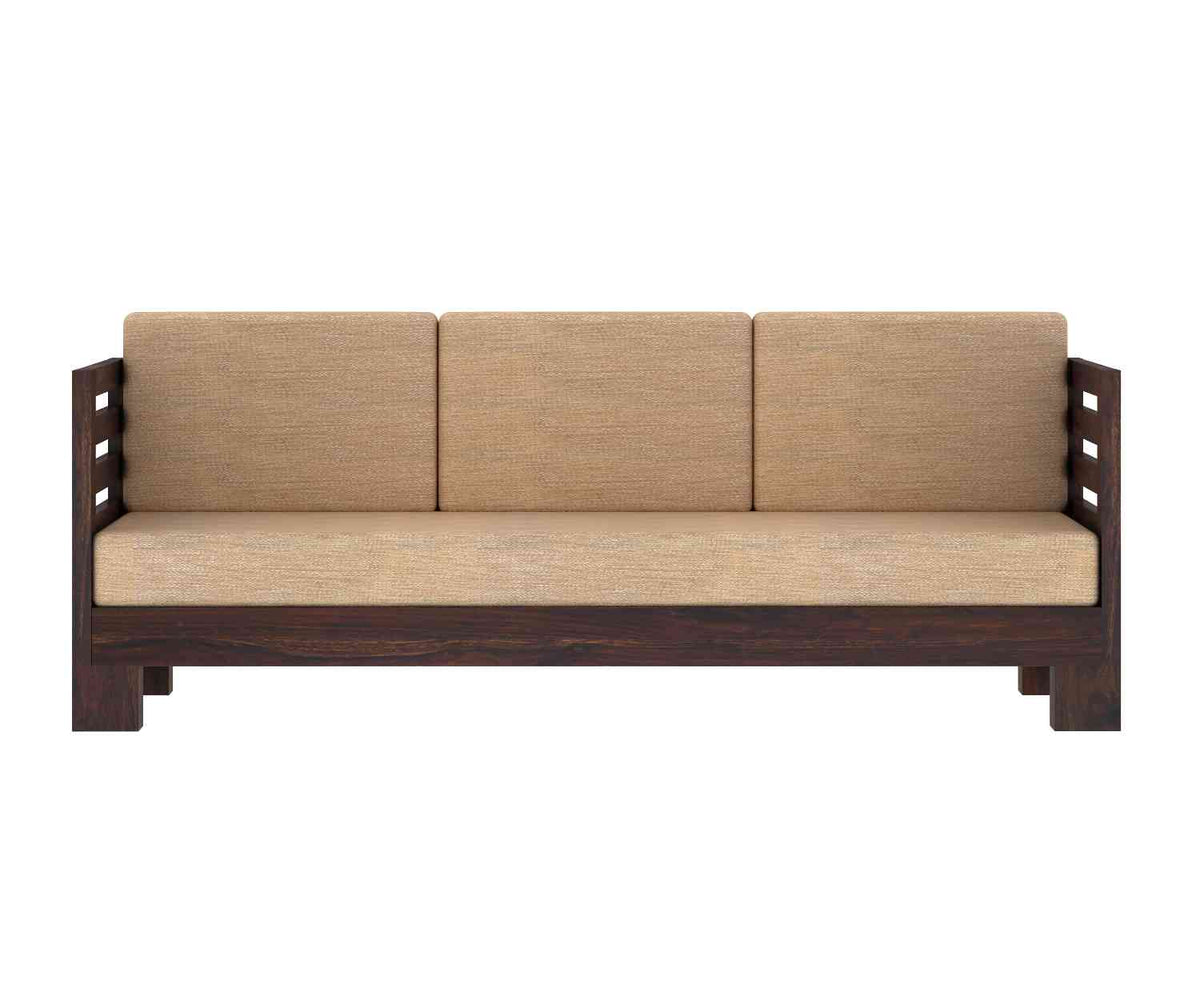 Lumin Solid Sheesham Wood 5 Seater Sofa Set (3+1+1, Walnut Finish)