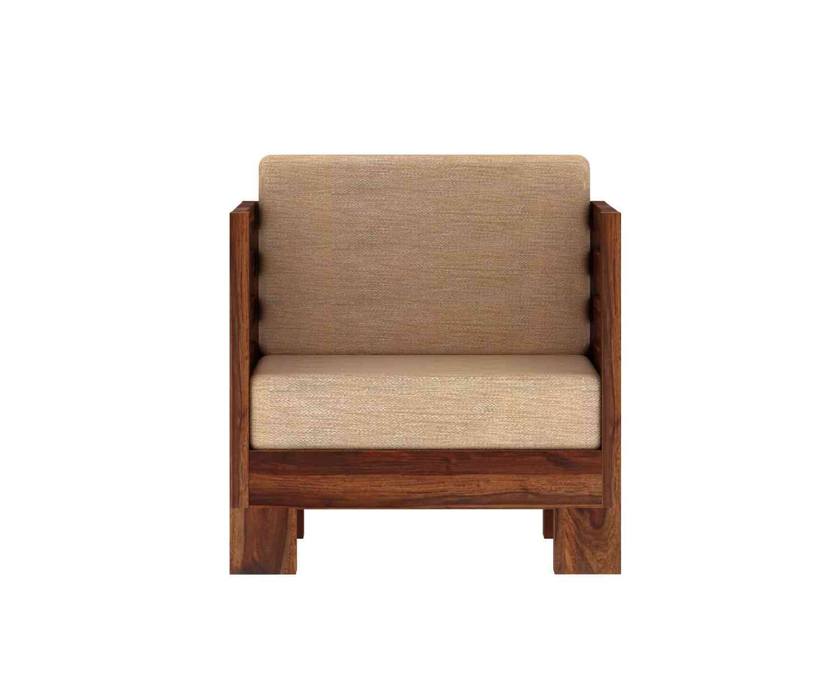 Lumin Solid Sheesham Wood 1 Seater Sofa (Natural Finish)