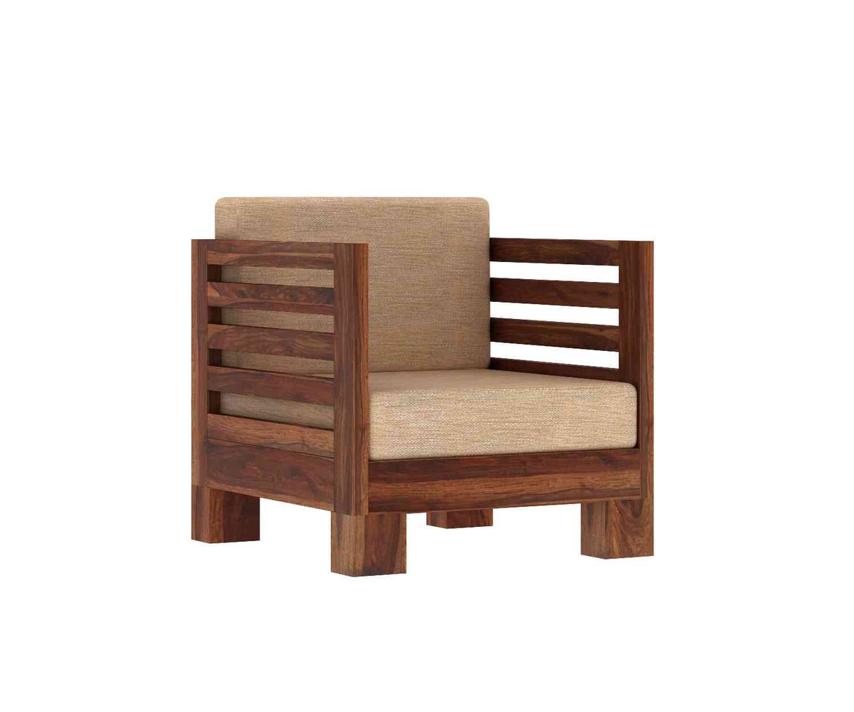 Lumin Solid Sheesham Wood 1 Seater Sofa (Natural Finish)