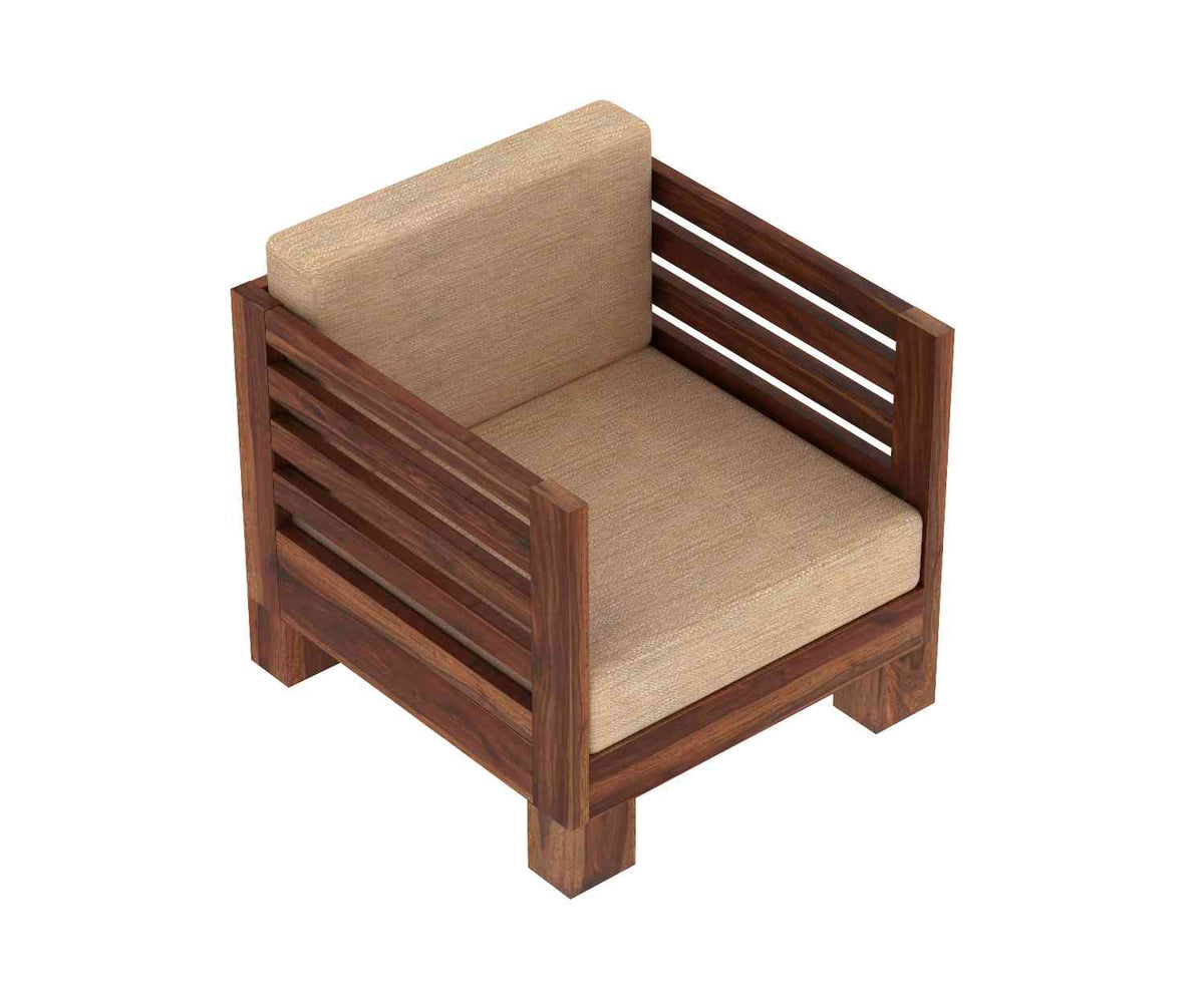 Lumin Solid Sheesham Wood 1 Seater Sofa (Natural Finish)