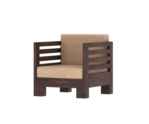 Lumin Solid Sheesham Wood 5 Seater Sofa Set (3+1+1, Walnut Finish)
