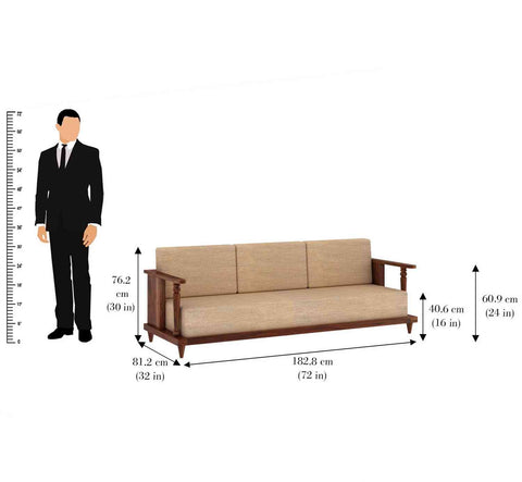 Ajmer Solid Sheesham Wood 5 Seater Sofa Set With Coffee Table (3+2, Natural Finish)
