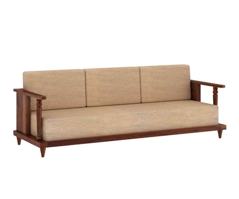 Ajmer Solid Sheesham Wood 5 Seater Sofa Set With Coffee Table (3+1+1, Natural Finish)