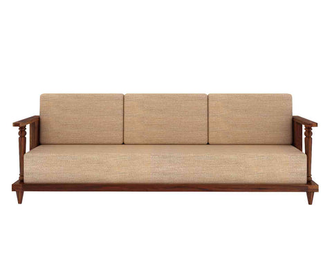 Ajmer Solid Sheesham Wood 5 Seater Sofa Set With Coffee Table (3+1+1, Natural Finish)