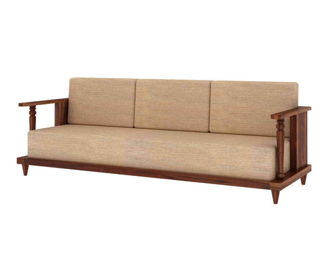 Ajmer Solid Sheesham Wood 5 Seater Sofa Set With Coffee Table (3+2, Natural Finish)
