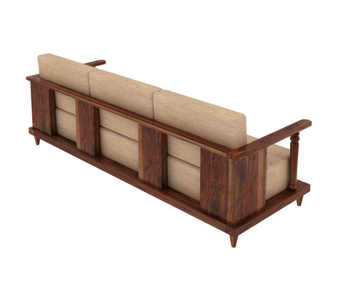 Ajmer Solid Sheesham Wood 5 Seater Sofa Set With Coffee Table (3+2, Natural Finish)