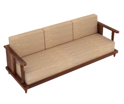Ajmer Solid Sheesham Wood 5 Seater Sofa Set With Coffee Table (3+1+1, Natural Finish)