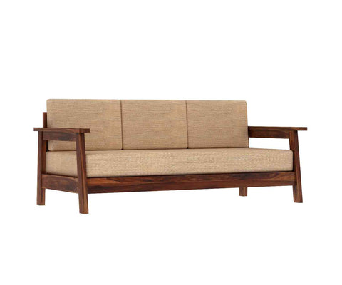 Minimal Solid Sheesham Wood 5 Seater Sofa Set (3+2, Natural Finish)