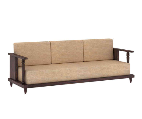 Ajmer Solid Sheesham Wood 5 Seater Sofa Set (3+1+1, Walnut Finish)