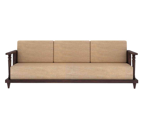 Ajmer Solid Sheesham Wood 3 Seater Sofa (Walnut Finish)