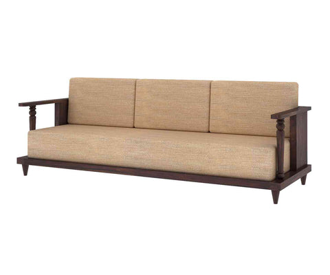 Ajmer Solid Sheesham Wood 5 Seater Sofa Set (3+2, Walnut Finish)