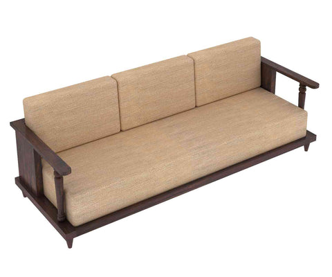 Ajmer Solid Sheesham Wood 5 Seater Sofa Set (3+2, Walnut Finish)