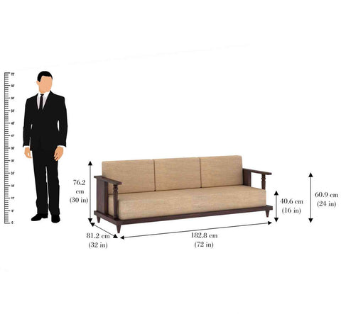 Ajmer Solid Sheesham Wood 5 Seater Sofa Set (3+1+1, Walnut Finish)