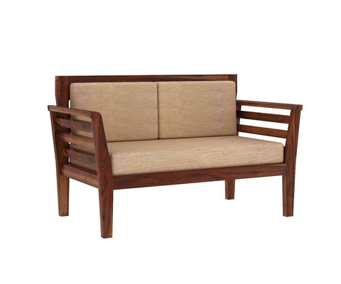 Fusta Solid Sheesham Wood 5 Seater Sofa Set With Coffee Table (3+2, Natural Finish)