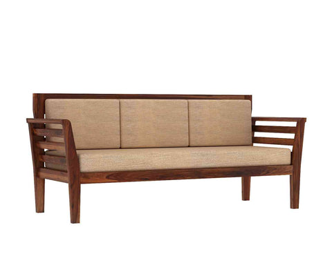 Fusta Solid Sheesham Wood 5 Seater Sofa Set With Coffee Table (3+1+1, Natural Finish)