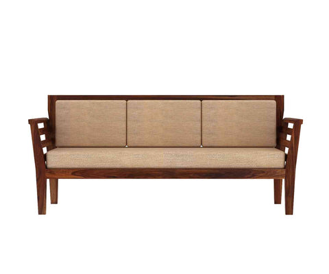 Fusta Solid Sheesham Wood 5 Seater Sofa Set With Coffee Table (3+1+1, Natural Finish)